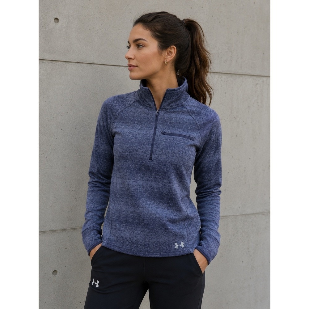 Under Armour Pullover Womens Small‎ Blue Storm Quarter Zip Sweater Fleece Active